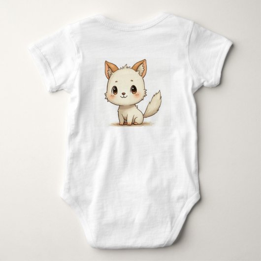 かわいい犬と赤ちゃん服 ベビーボディスーツ (裏面)