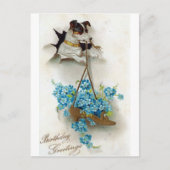 かわいい犬と靴の誕生日の挨拶 ポストカード (正面)