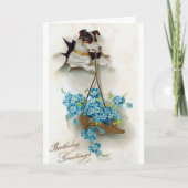 かわいい犬と靴の誕生日グリーティング カード (正面)