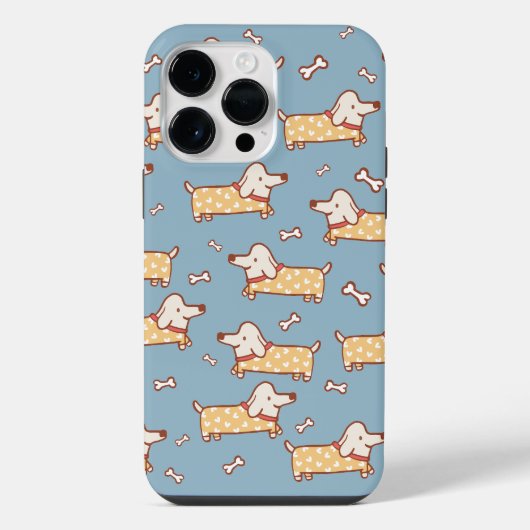 かわいい犬と骨のシームレス パターン iPhoneケース (裏面)