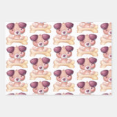 かわいい犬と骨 ラッピングペーパーシート (正面3)