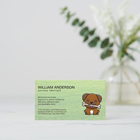 かわいい犬と骨 | Grass 名刺 (スタンド正面)