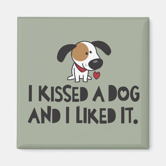 かわいい犬にキスして気に入った マグネット (正面)