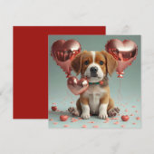 かわいい犬のいるバレンタインデー シーズンカード (正面/裏面)