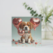 かわいい犬のいるバレンタインデー シーズンカード (スタンド正面)