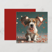 かわいい犬のいるバレンタインデー シーズンカード (正面/裏面)