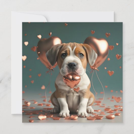 かわいい犬のいるバレンタインデー シーズンカード (正面)