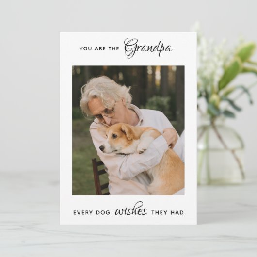 かわいい犬のおじいちゃんパーソナライズペット写真父の日 シーズンカード (スタンド正面)