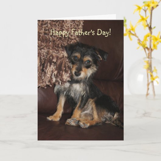 かわいい犬のおとうさんの日 カード (黄色い花)