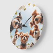 かわいい犬のおもしろい犬ウォールクロック ラージ壁時計 (傾斜)