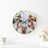 かわいい犬のおもしろい犬ウォールクロック ラージ壁時計 (ホーム)