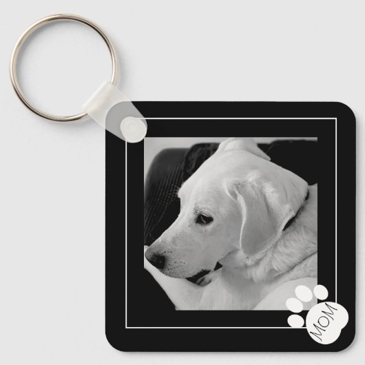 かわいい犬のお母さんの白黒の写最高の真|過去記事 キーホルダー (正面)