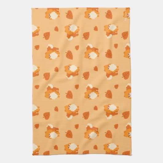 かわいい犬のかわいいのポメラニア犬 キッチンタオル (縦)