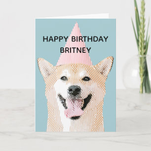 かわいい犬のかわいい笑顔のシブイヌブルー誕生日 カード