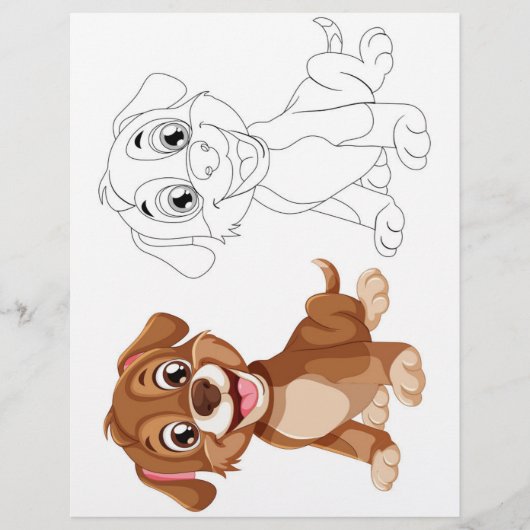 かわいい犬のぬりえページ (正面)