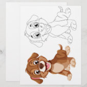 かわいい犬のぬりえページ (正面/裏面)