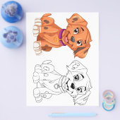 かわいい犬のぬりえページ チラシ (シングル)