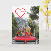 かわいい犬のアニバーサリーカード カード (黄色い花)