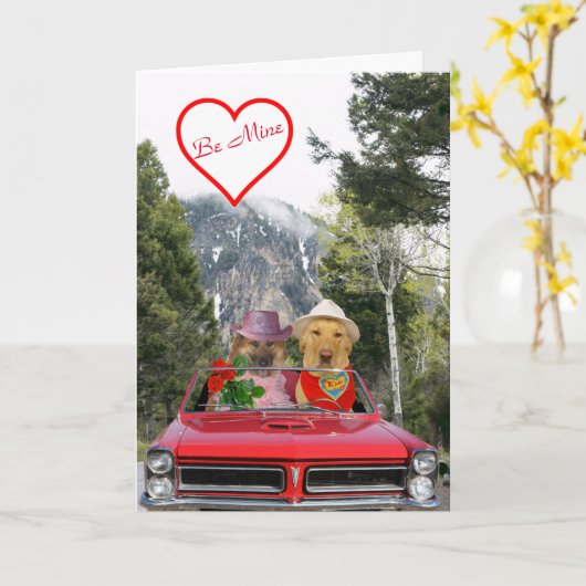 かわいい犬のアニバーサリーカード カード (黄色い花)