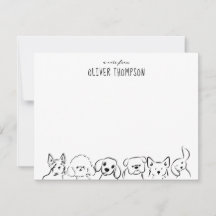 かわいい犬のアニマルスケッチメモカードからのメッセージ