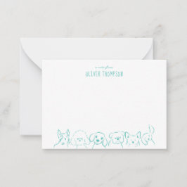 かわいい犬のアニマルスケッチメモカード ティールノート ノートカード