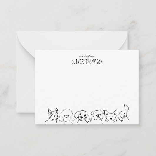 かわいい犬のアニマルスケッチメモカード（BUDGETメモ） ノートカード (正面)