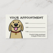 かわいい犬のイエロー・ラブラドール・レトリーバーペットケアアポイントメントリマインダー 名刺 (正面)