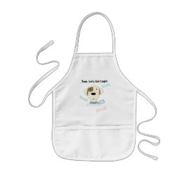 かわいい犬のイラストとメッセージ 子供用エプロン