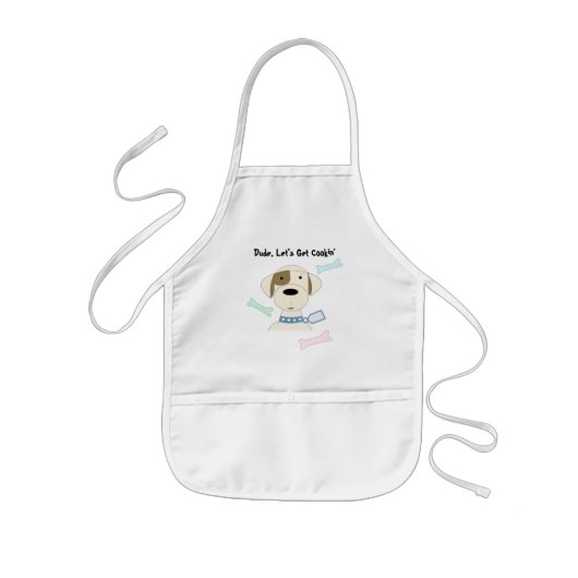 かわいい犬のイラストとメッセージ 子供用エプロン (正面)