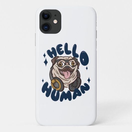 かわいい犬のイラストと"Hello human"の文字 Case-Mate iPhoneケース (裏面)