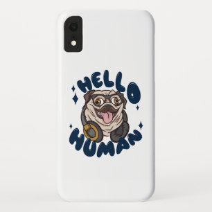 かわいい犬のイラストと"Hello human"の文字 iPhone XRケース