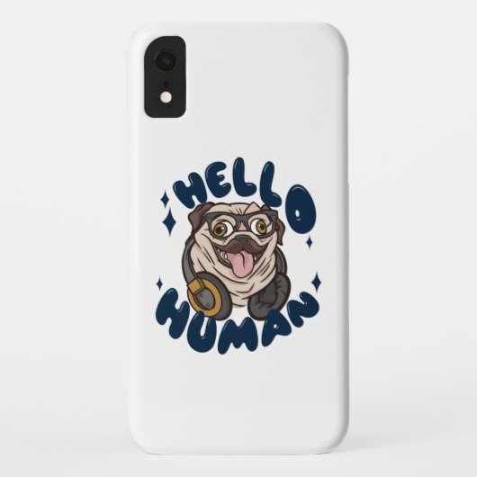かわいい犬のイラストと"Hello human"の文字 Case-Mate iPhoneケース (裏面)