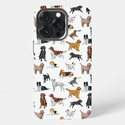 かわいい犬のイラストパターン iPhoneケース (裏面)