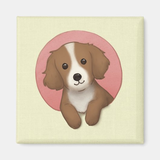 かわいい犬のイラストレーションアート マグネット (正面)