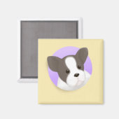 かわいい犬のイラストレーションアート マグネット (正面/裏面)