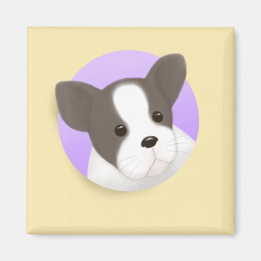 かわいい犬のイラストレーションアート マグネット (正面)