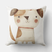 かわいい犬のイラストレーション枕、かわいい子犬 クッション (正面)