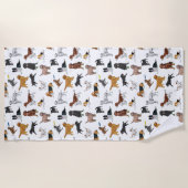 かわいい犬のイラストレーション模様 ビーチタオル (正面)