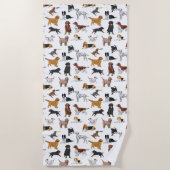 かわいい犬のイラストレーション模様 ビーチタオル (正面)