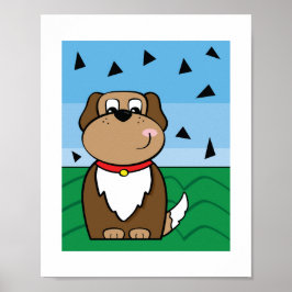 かわいい犬のイラストレーション – キッズアニマルアート ポスター