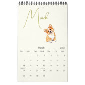 かわいい犬のイラスト愛犬家 カレンダー (3月 2027)