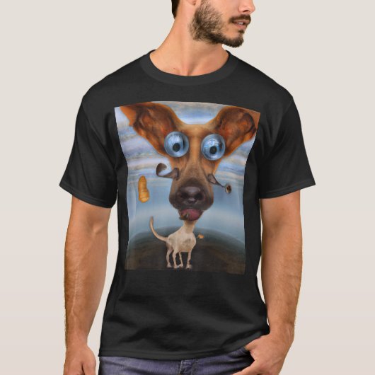 かわいい犬のイラスト 子犬 アート 愛犬の肖像 お馬鹿な犬 Tシャツ (正面)