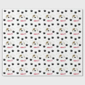 かわいい犬のイラスト 肉球 ラッピングペーパー (フラット)