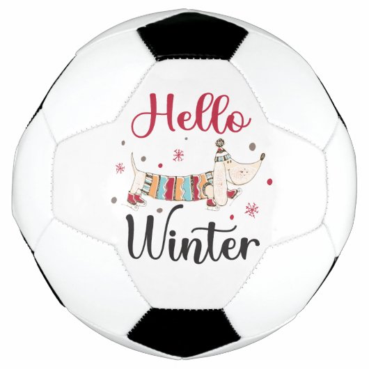 かわいい犬のウィンターヘロー サッカーボール (正面)