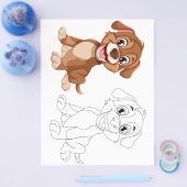 かわいい犬のカラーリングページ チラシ (シングル)