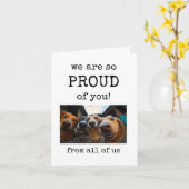 かわいい犬のカード：私たちはあなたをとても誇りに思う カード (黄色い花)
