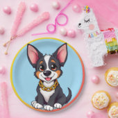 🐶 かわいい犬のキャラクターパーティーお祝いデザイン ペーパープレート (パーティー)