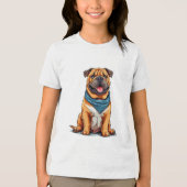 🐶 かわいい犬のキャラクター キッズ服 🐶 トライブレンドTシャツ (正面)