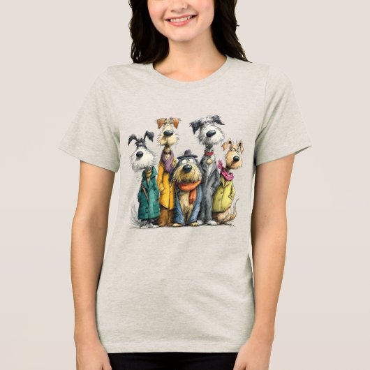 かわいい犬のキャラクター トライブレンドTシャツ (正面)