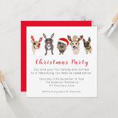かわいい犬のクリスマスの招待状 カード (正面/裏面インサイチュ)